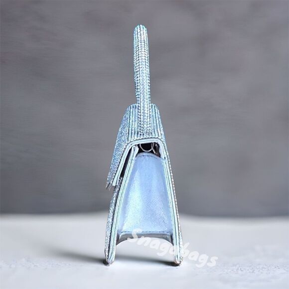 NEW HOURGLASS TOP HANDLE CROSSBODY SPARKLING GLITTER BAG WEDDING FORMAL EVENT - Picture 10 of 10